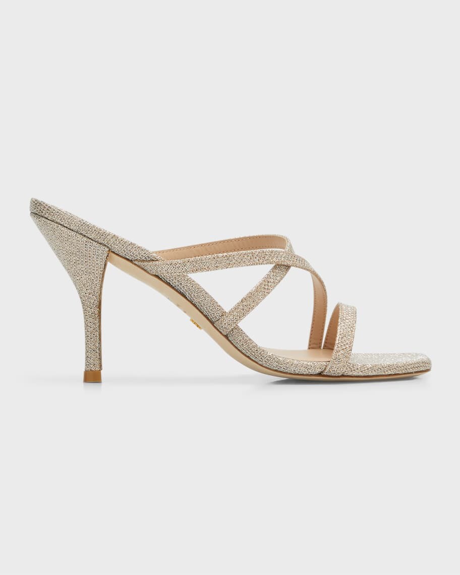 

Металлизированные шлепанцы с перекрестными ремешками и ремешками Stuart Weitzman