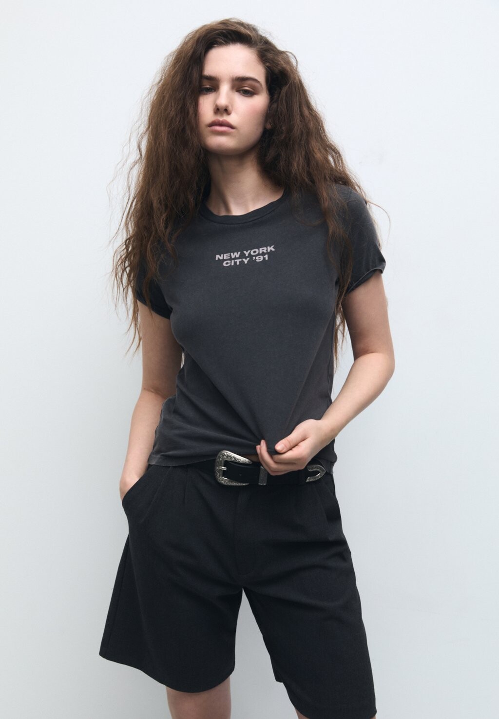 

Футболка с принтом FADED SHORT SLEEVE WITH GRAPHIC PULL&BEAR, цвет grey