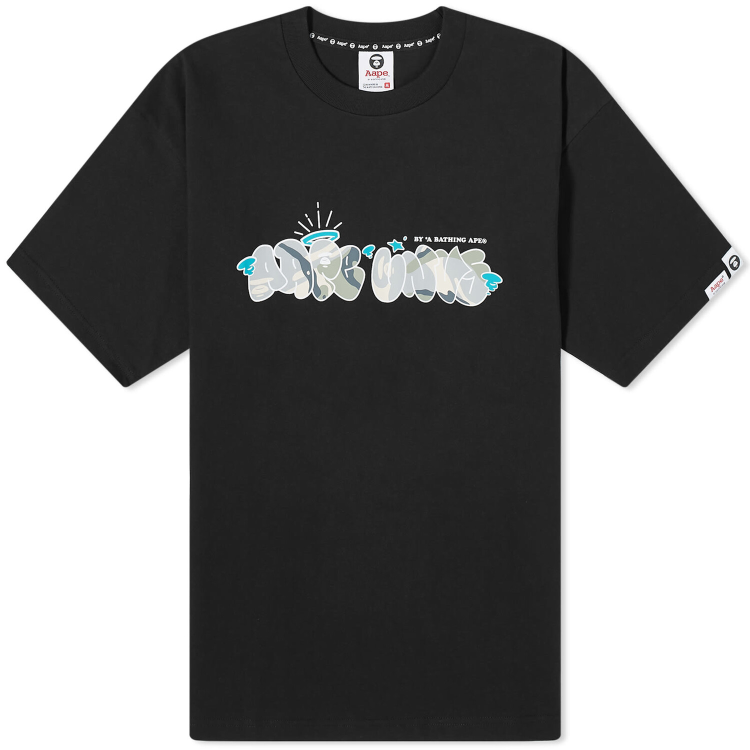 

Футболка Aape Virgil Font Khn Camo, черный