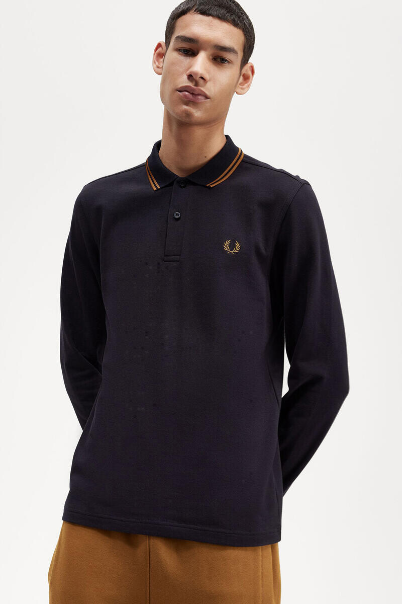

Поло с длинными рукавами Fred Perry, темно-синий
