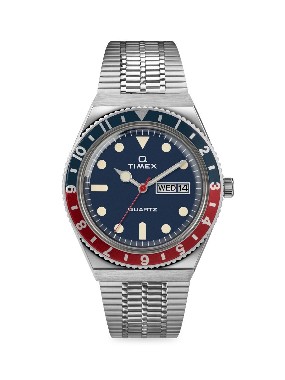 

Часы Q с браслетом из нержавеющей стали с 3 стрелками Timex, серебряный