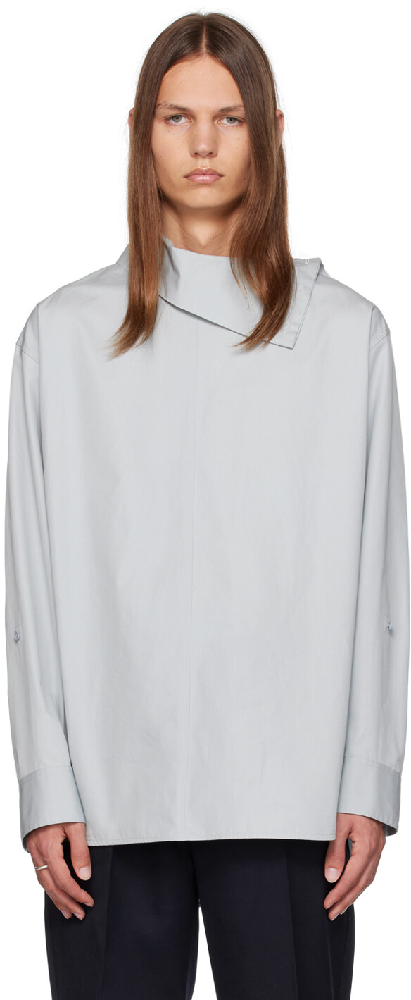 

Синяя рубашка на пуговицах Оловянная Jil Sander
