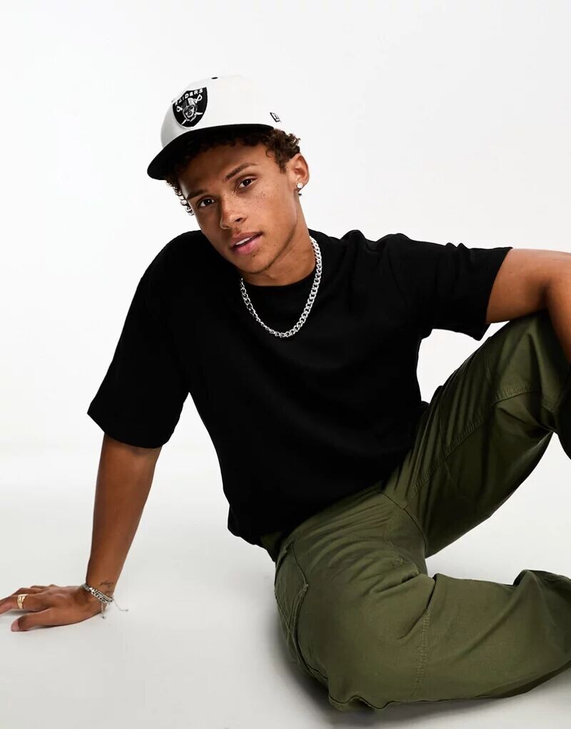 

Pull&Bear черная вафельная футболка