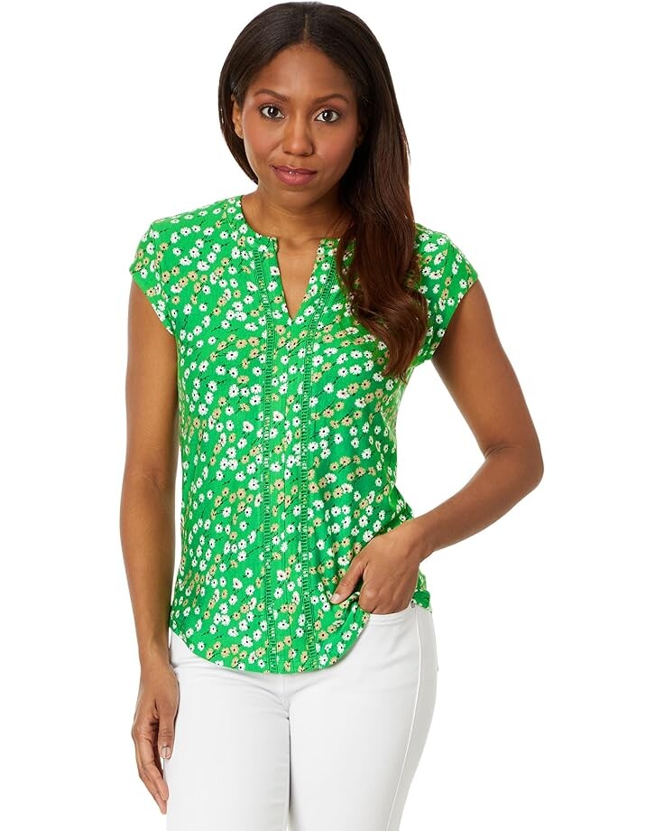 

Блуза Tommy Hilfiger Ditsy Floral Split Neck, цвет Fern Multi