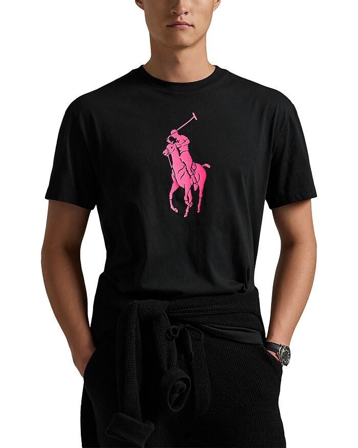 

Розовая футболка с логотипом Polo Ralph Lauren Big Pony, черный