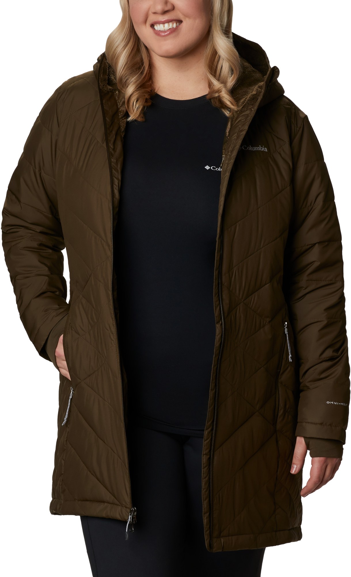 цена Длинная куртка с капюшоном Heavenly — женские размеры больших размеров Columbia, зеленый