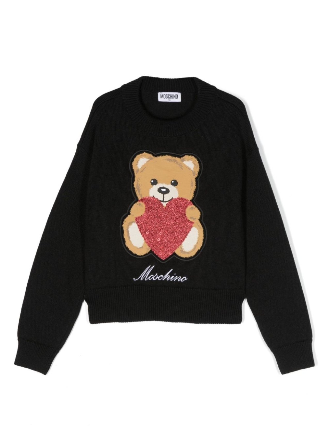 

Moschino Kids джемпер вязки интарсия с логотипом, черный