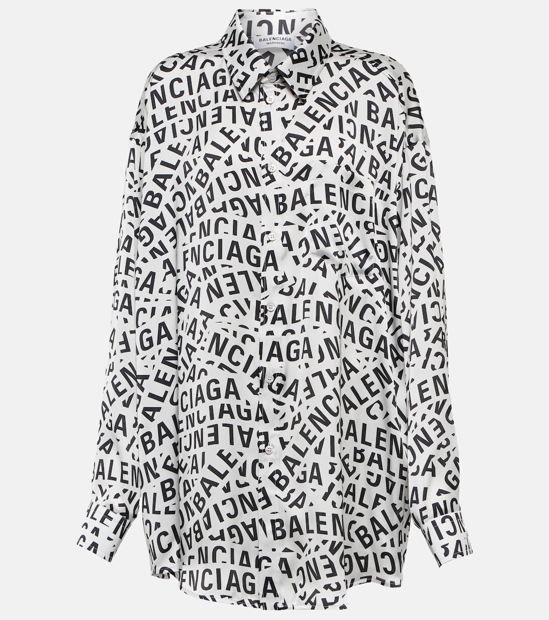 

Атласная рубашка с логотипом BALENCIAGA, разноцветный
