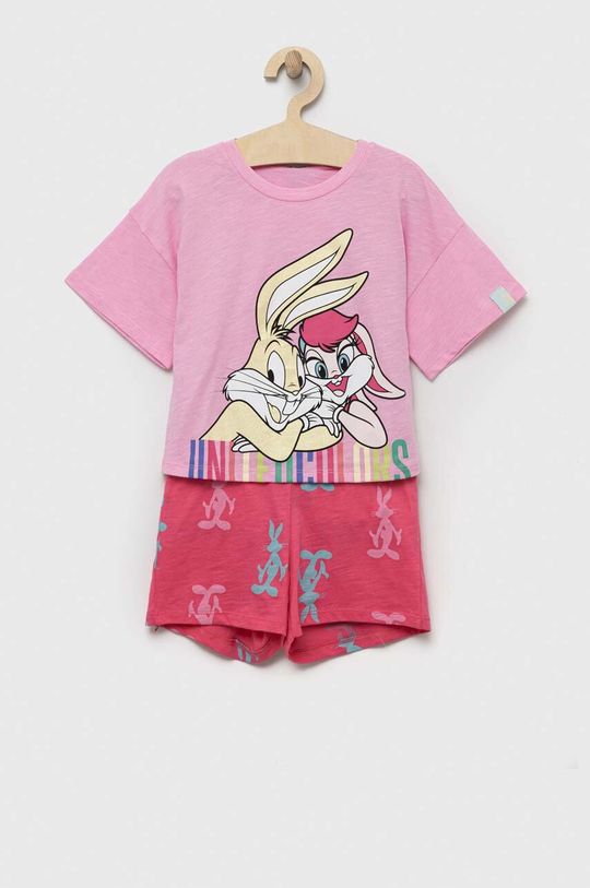 Детская хлопковая пижама United Colors of Benetton x Looney Tunes, розовый детская хлопковая пижама coccodrillo x looney tunes фиолетовый