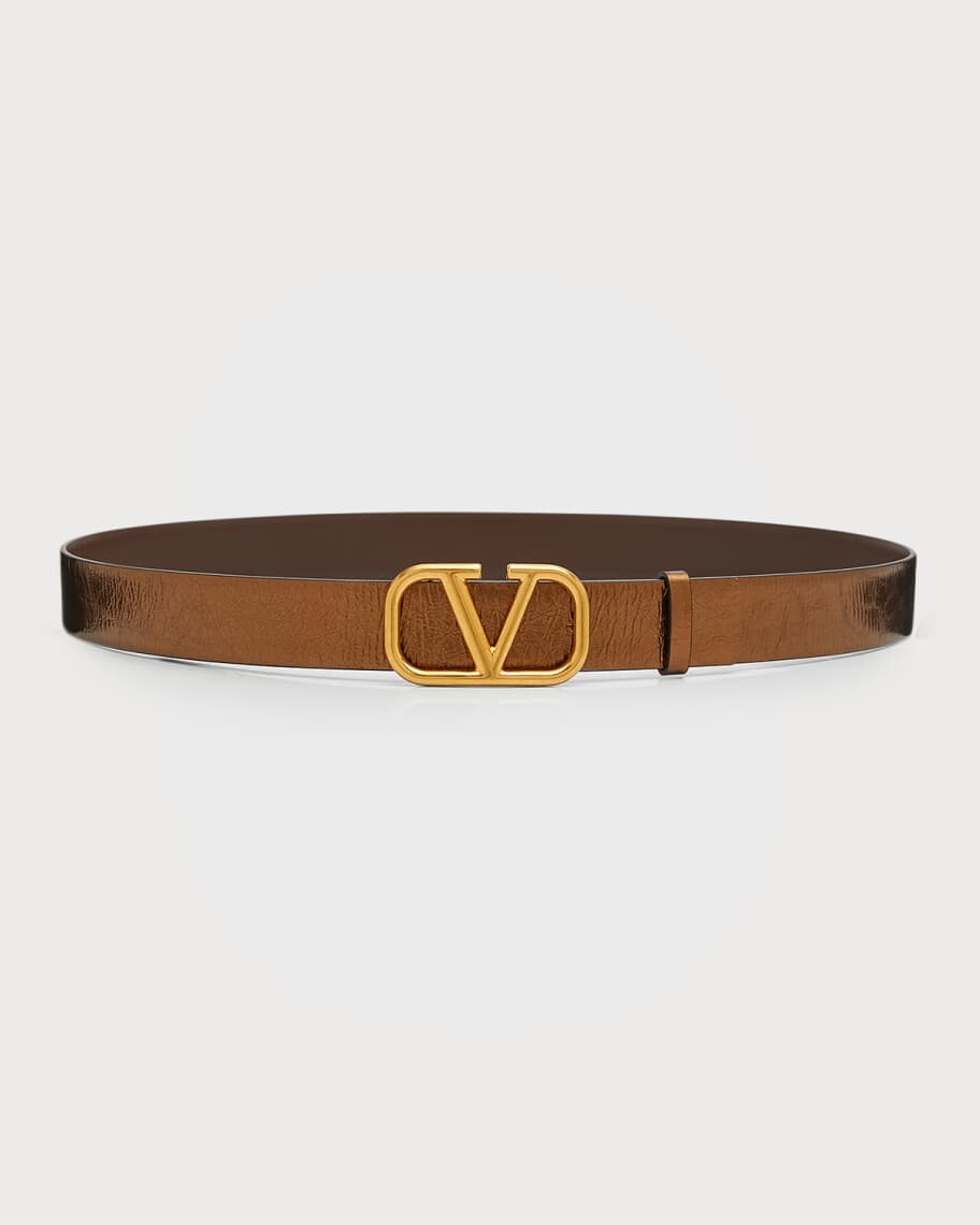 

Ремень из металлизированной жатой кожи с V-образным логотипом Valentino Garavani