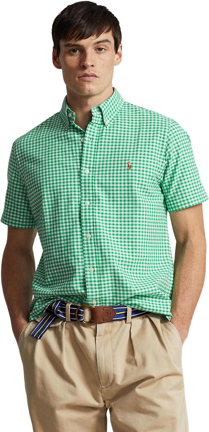 

Рубашка-поло Classic Fit Gingham Oxford Short Sleeve Shirt Polo Ralph Lauren, цвет Summer Emerald/White
