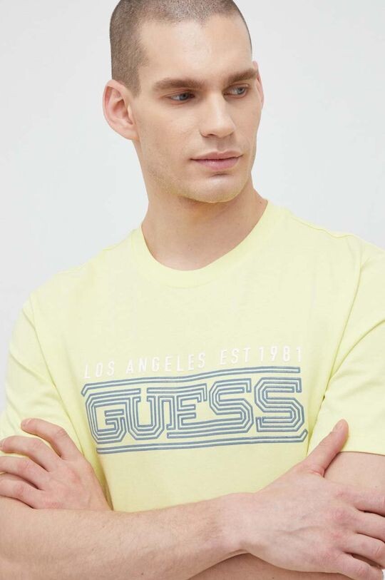 

Хлопковая футболка Guess, желтый