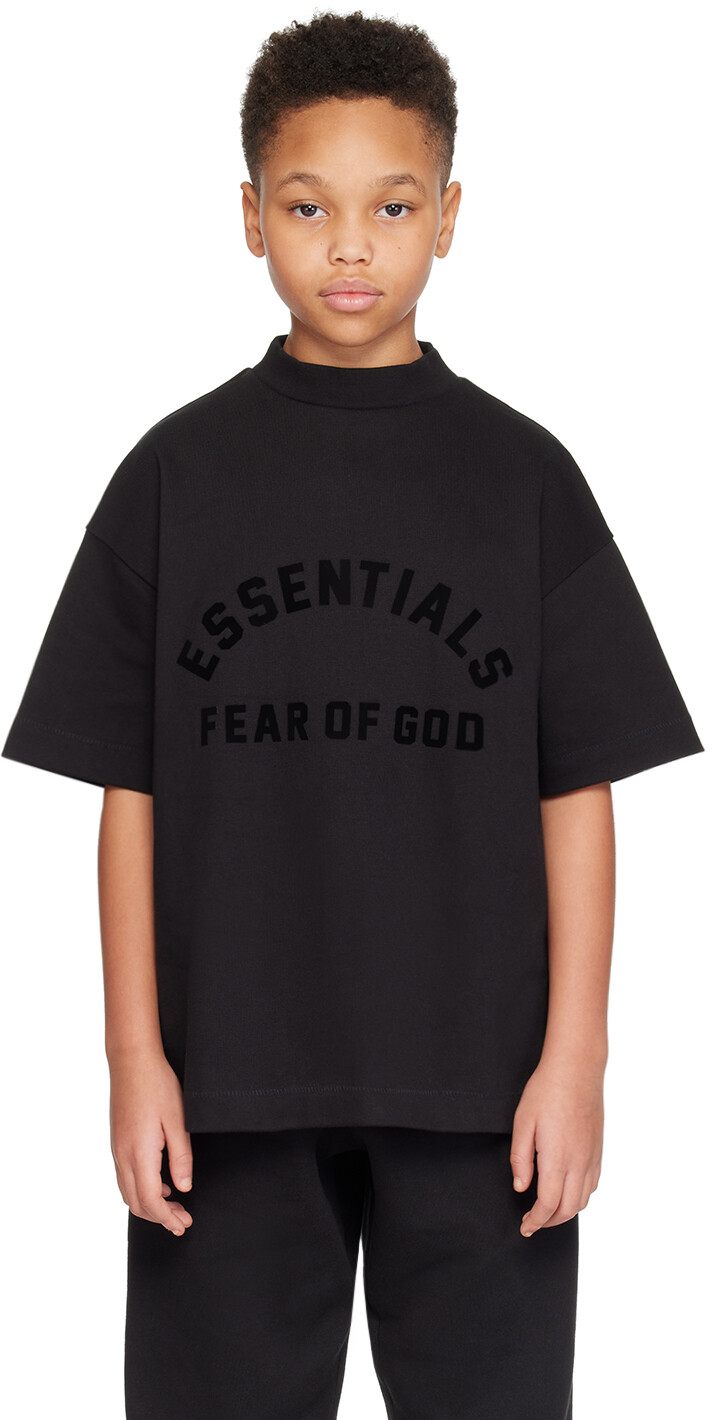 

Детская черная тяжелая футболка Fear Of God Essentials