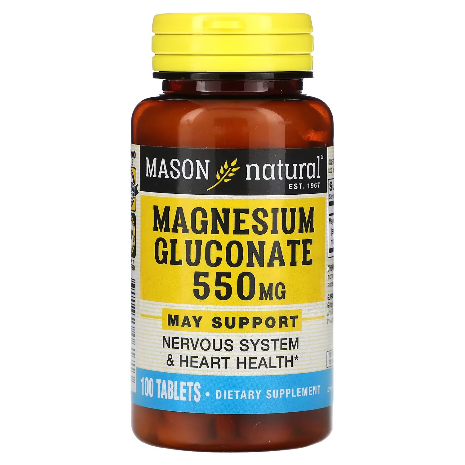 

Пищевая добавка Mason Natural Глюконат магния, 100 капсул