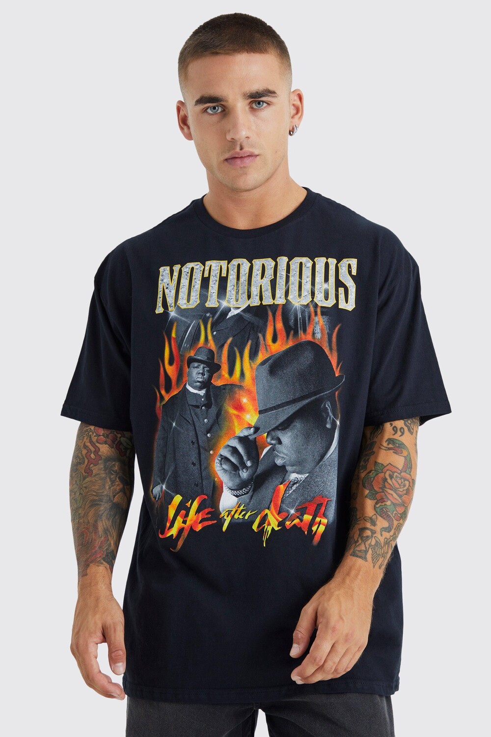 

Футболка оверсайз notorious biggie license Boohoo, черный
