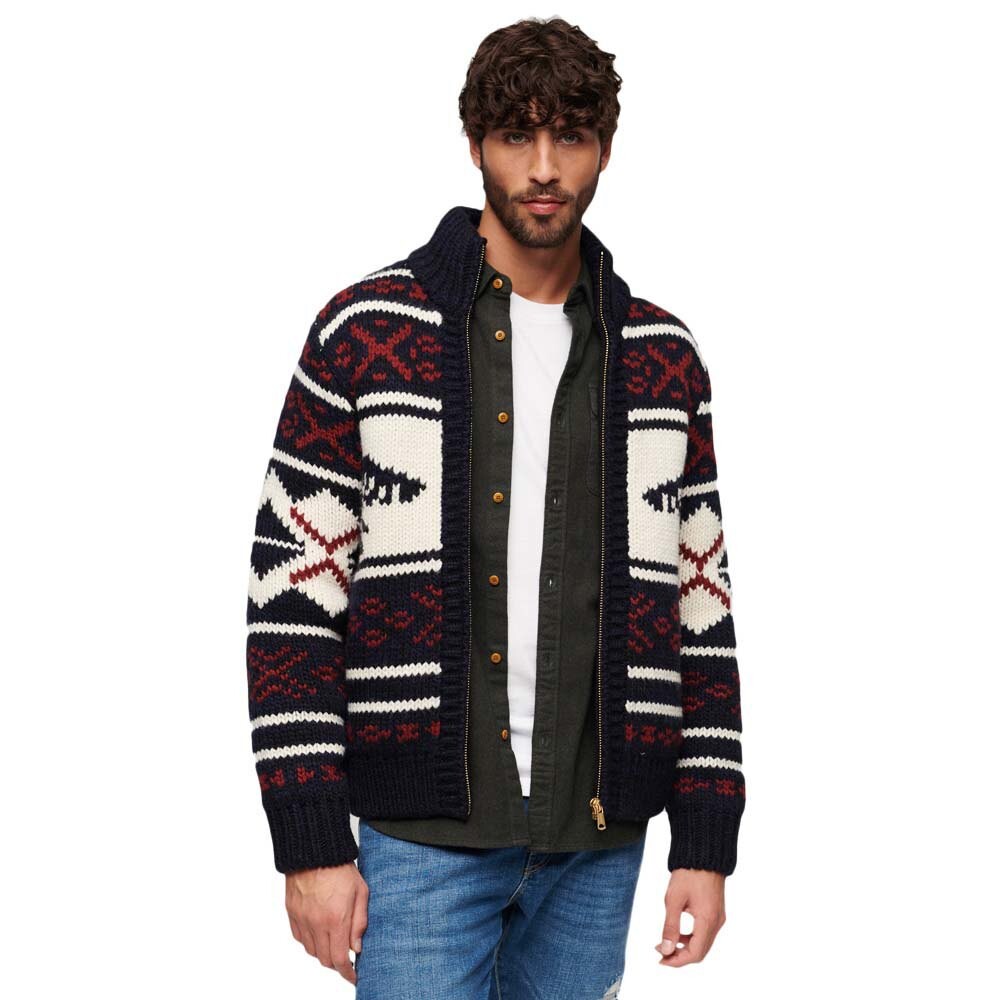 Свитер Superdry Chunky Knit Patterened Full Zip, коричневый свитер thisisneverthat cable knit zip коричневый