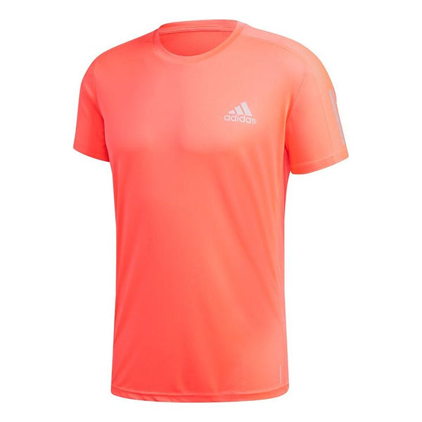 футболка adidas gradient tee sports round neck short sleeve red черный красный Футболка adidas Own the Run Tee Running Sports Reflective Stripe Round Neck Short Sleeve Pink Red, красный