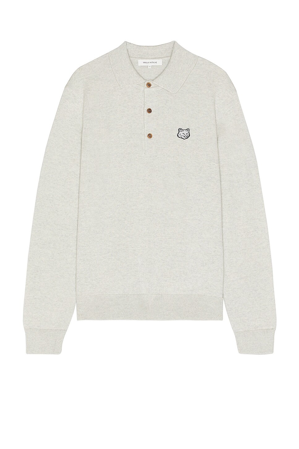 

Поло Maison Kitsune Fox Head Patch, цвет Light Grey & Melange