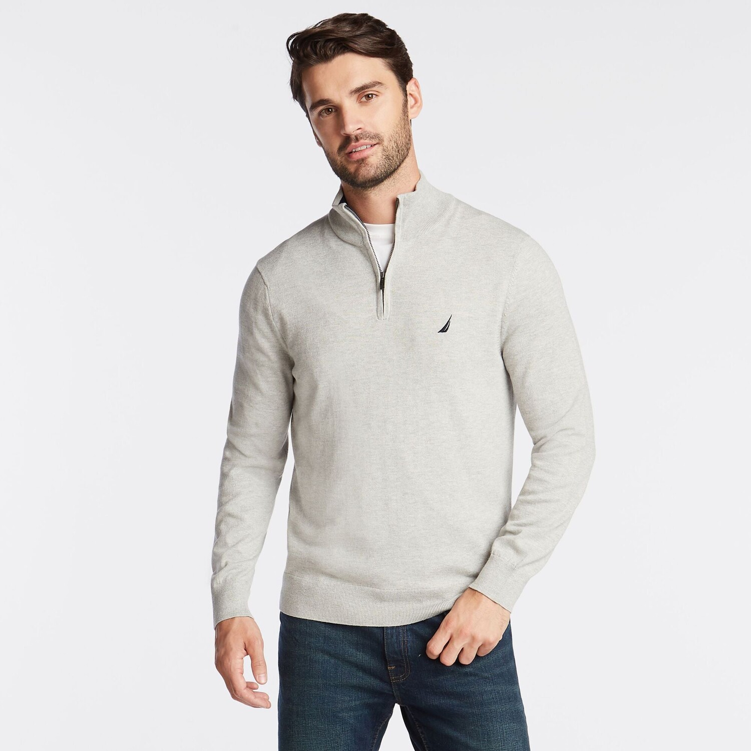 

Мужской свитер Nautica Big & Tall Quarter Navtech, цвет Grey Heather