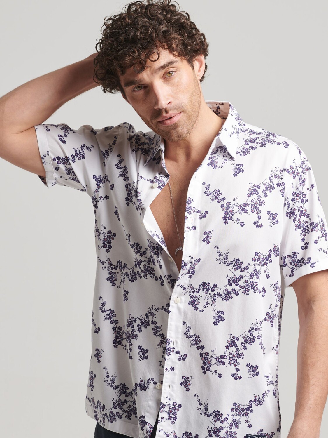 

Гавайская рубашка с коротким рукавом Superdry, цвет Optic Blossom