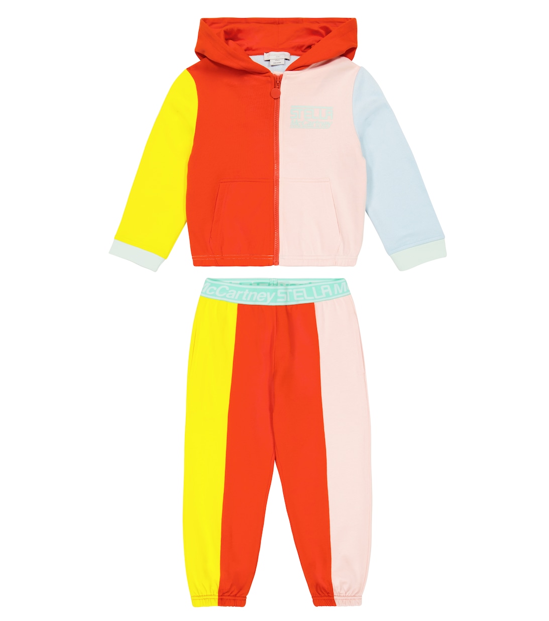 Комплект из хлопкового худи и спортивных штанов Stella McCartney Kids, разноцветный