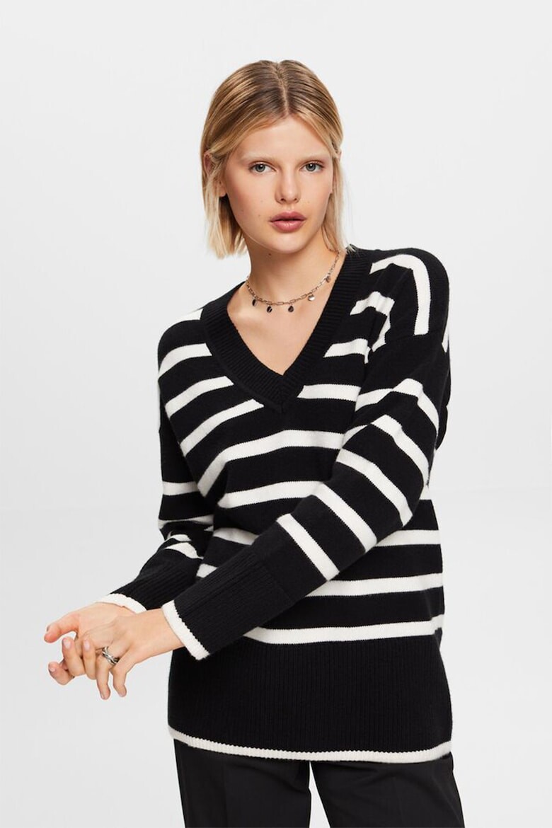 

Полосатый свитер со шпицем Esprit, черный