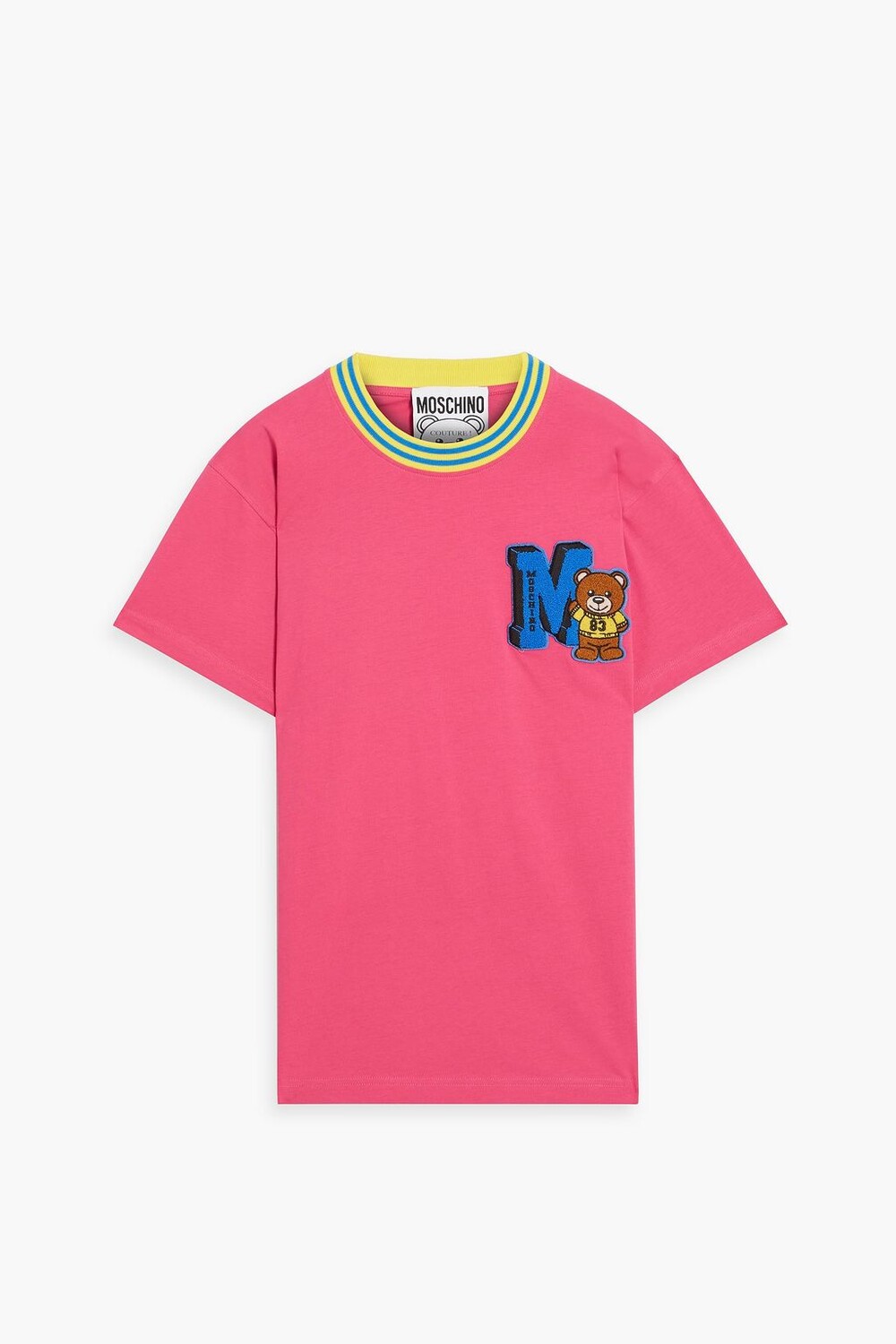 

Футболка из хлопкового джерси с аппликацией MOSCHINO, розовый