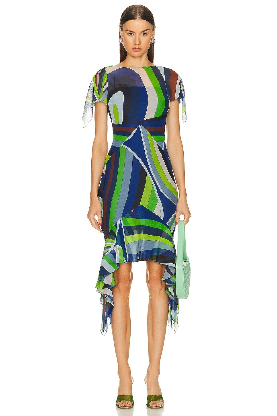 

Платье с рюшами Emilio Pucci, цвет Verde & Avio