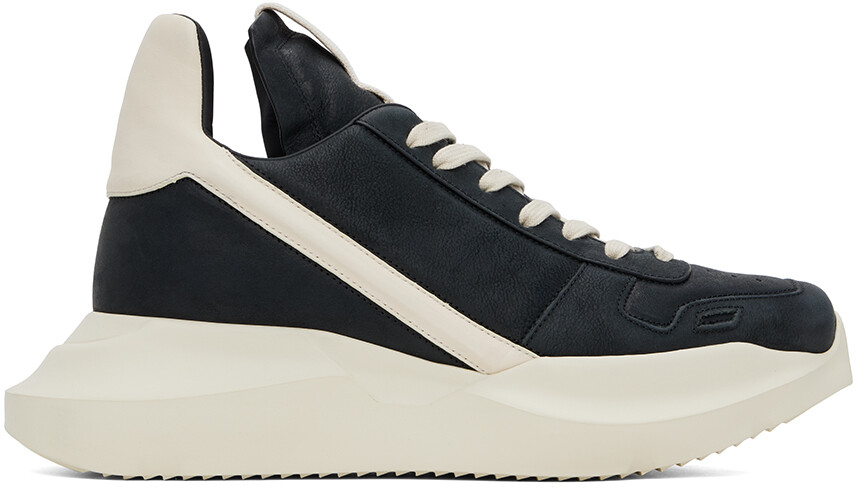 

Черные кроссовки с гетами Rick Owens, цвет Black/Milk/Black/Milk
