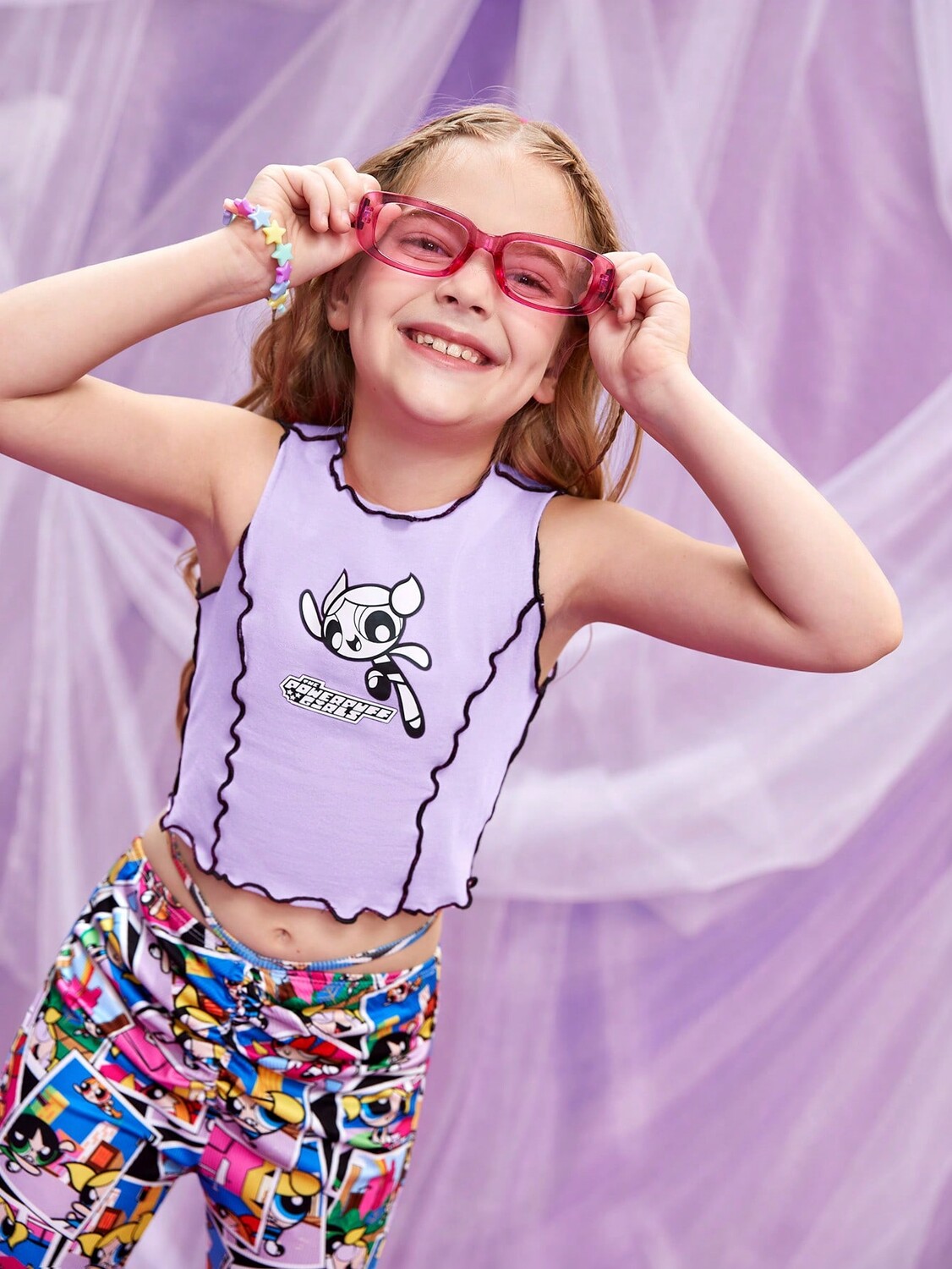 

Майка Shein Kids Y2Kool с контрастной окантовкой и буквенным принтом, сиреневый, Фиолетовый, Майка Shein Kids Y2Kool с контрастной окантовкой и буквенным принтом, сиреневый