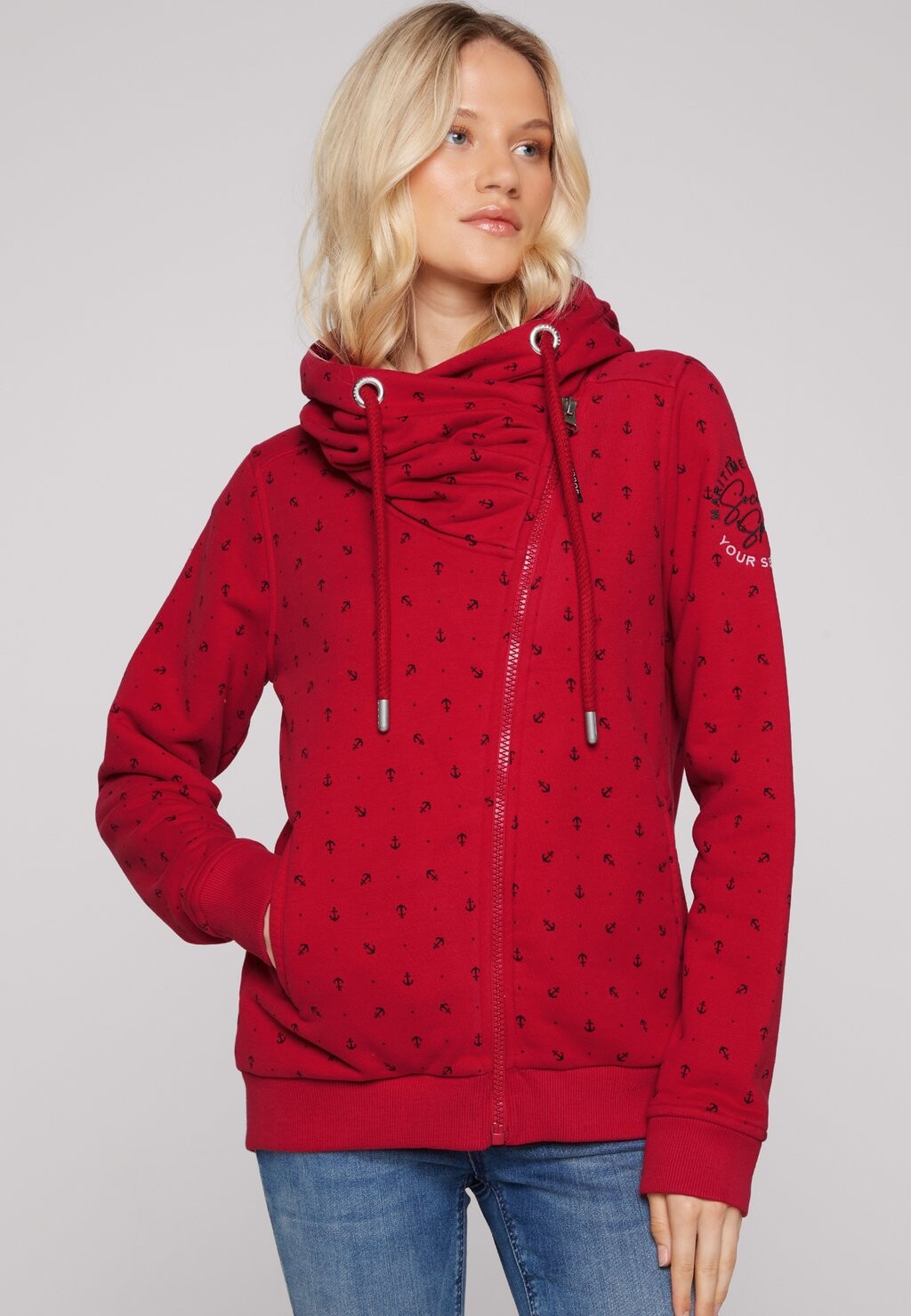 

Толстовка MIT ASYMMETRISCHEM ZIPPER Soccx, цвет clear red