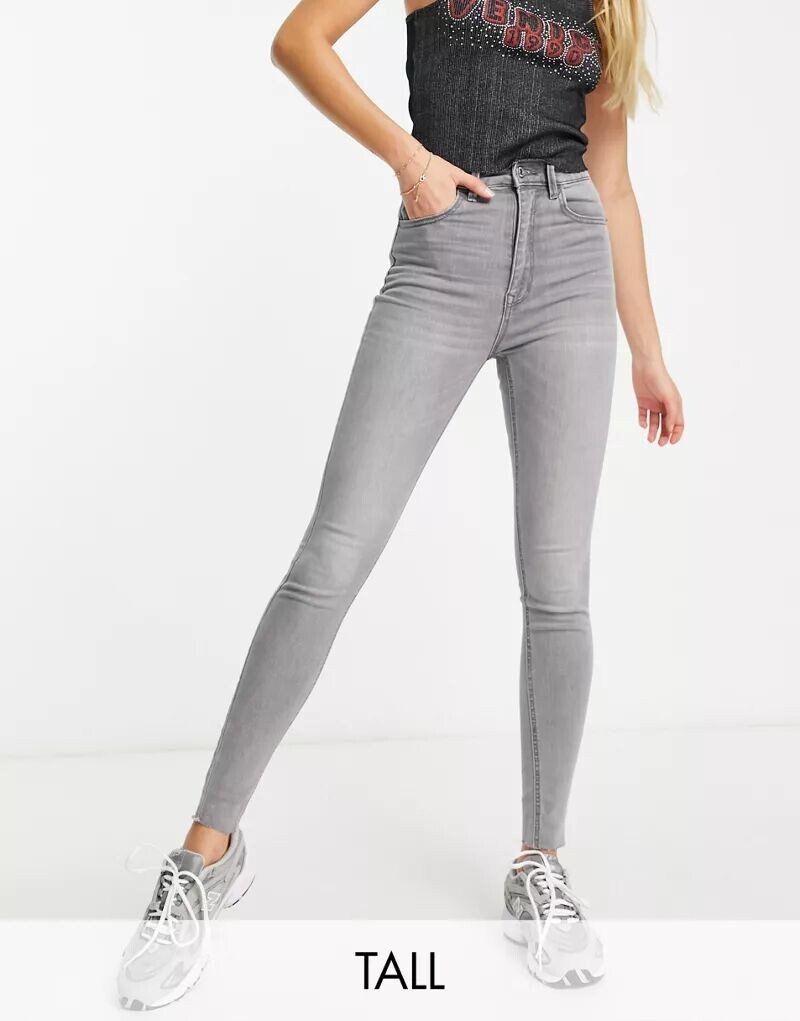 

Серые джинсы скинни с завышенной талией Stradivarius Tall, Серый