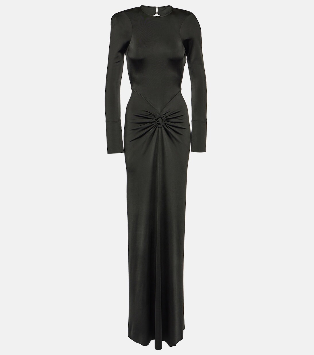 

Платье макси из джерси со сборками Victoria Beckham, черный
