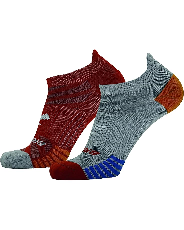 Носки Brooks Ghost Lite No Show Socks 2-Pack, цвет Light Grey/Red/Red/Light Grey