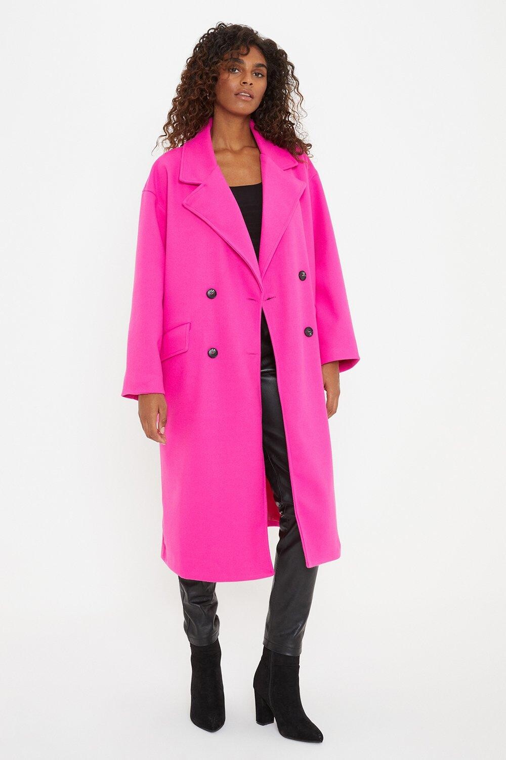 

Длинное двубортное пальто Dorothy Perkins, розовый