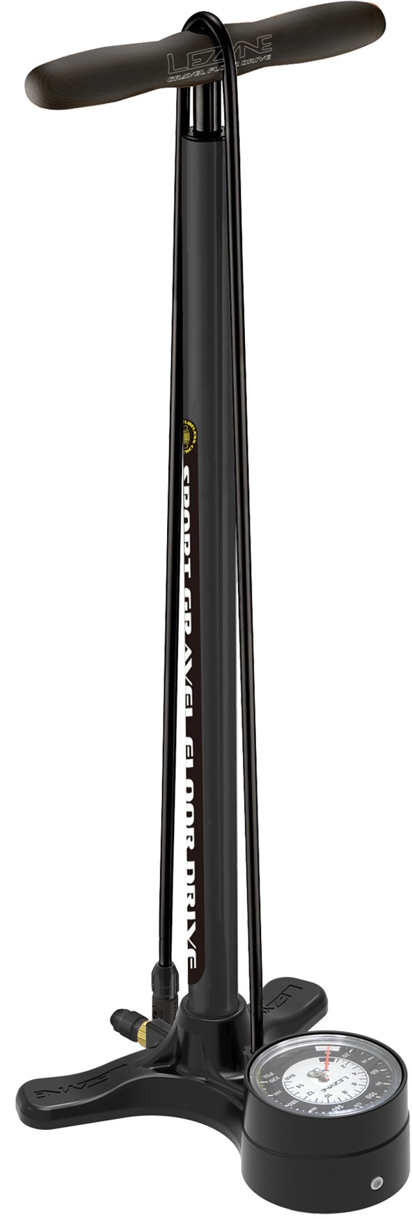 Спортивный напольный насос с гравийным приводом Lezyne, черный стальной напольный насос с цифровым приводом lezyne черный