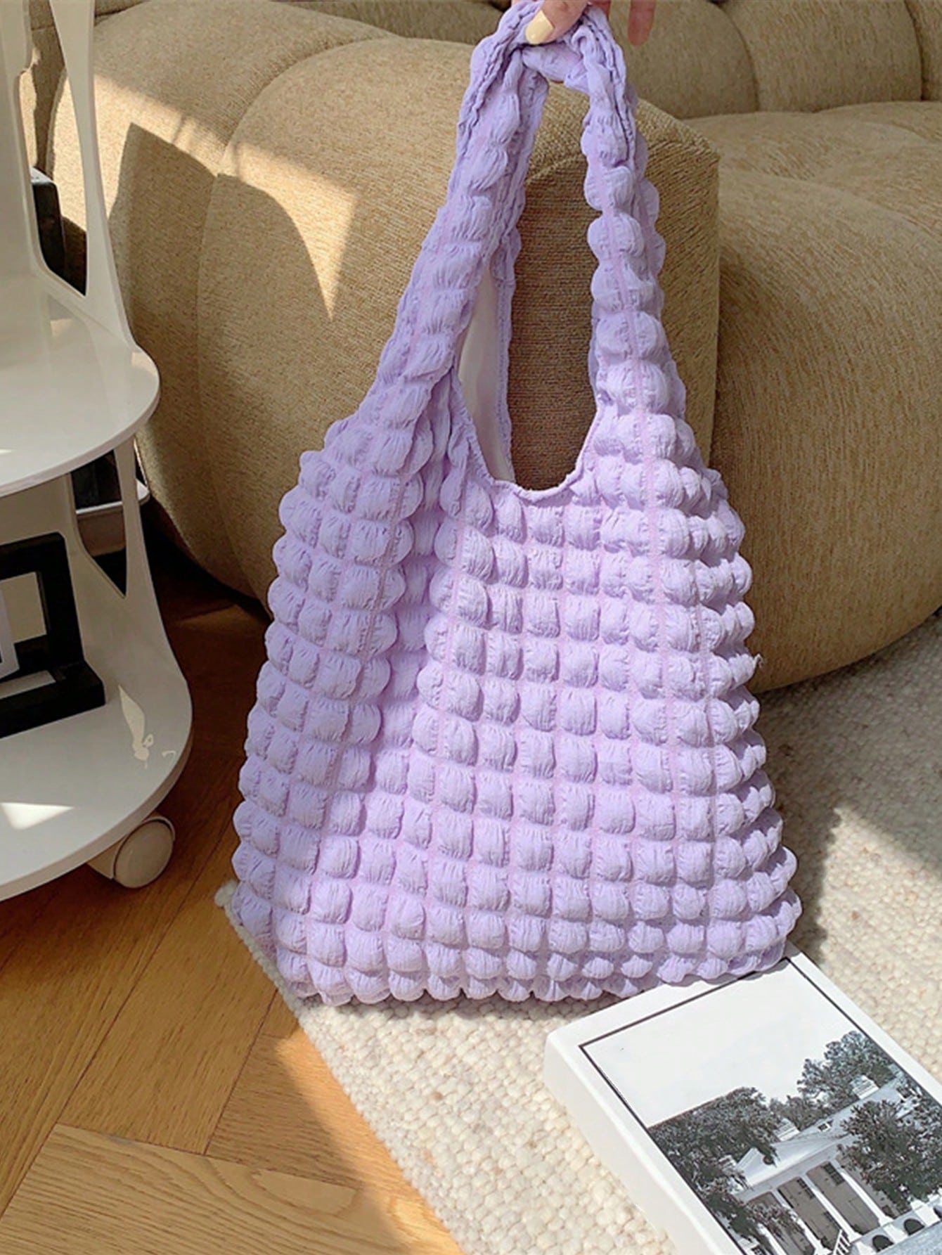 цена Летняя плиссированная сумка-облако, сиреневый фиолетовый