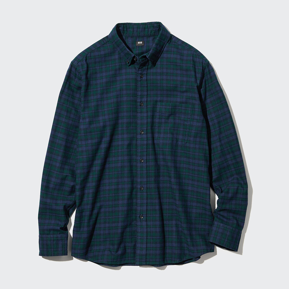 

Предпродажная мужская и женская фланелевая клетчатая рубашка Uniqlo с длинными рукавами, свободная