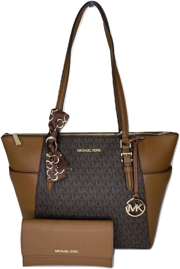 

Большая сумка-тоут на молнии MICHAEL Michael Kors Charlotte в комплекте с соответствующим кошельком тройного сложения и узким шарфом