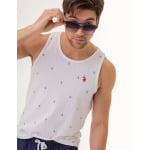 Майка U.S. Polo Assn. All Over Anchor Print Jersey Muscle, белый - фото 4