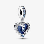 Шарм-подвеска Pandora Moments Celestial Shooting Star Heart Double, серебро/синий - фото