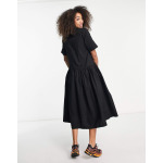 Платье Asos Design Twill Collared Button Midi Smock, черный - фото 3