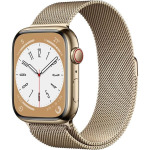 Умные часы Apple Watch Series 8 (GPS+ Cellular), 45 мм, Gold Stainless Steel Case/Gold Milanese Loop - One Size - фото