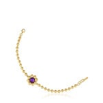 Браслет-цепочка Tous Sugar Party Flower With 18kt Gold Plating Over Silver And Amethyst, позолоченное серебро - фото 2