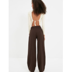 Брюки Trendyol Wide leg Pleat-Front Pants, цвет Chocolate - фото 4