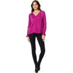 Блуза Vince Camuto Embroidered V-Neck Long Sleeve, цвет Fuchsia Fury - фото 4