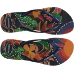 Шлепанцы Havaianas "SLIM TROPICAL", летние туфли, тапочки, туфли для бассейна с летним тропическим принтом, синий - фото 3