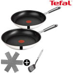 Набор кастрюль Tefal Jamie Oliver E30 Набор кастрюль 24 + кастрюля 28 см для всех типов плит + индукционная, нержавеющая сталь 18/10 (включая 1 лопатку и фетровый защитный чехол, набор кастрюль) - фото