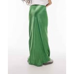 Юбка Topshop Satin Bias Maxi, зеленый - фото 2