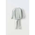 Свободный спортивный свитер и леггинсы в комплекте ZARA, цвет washed green - фото 2